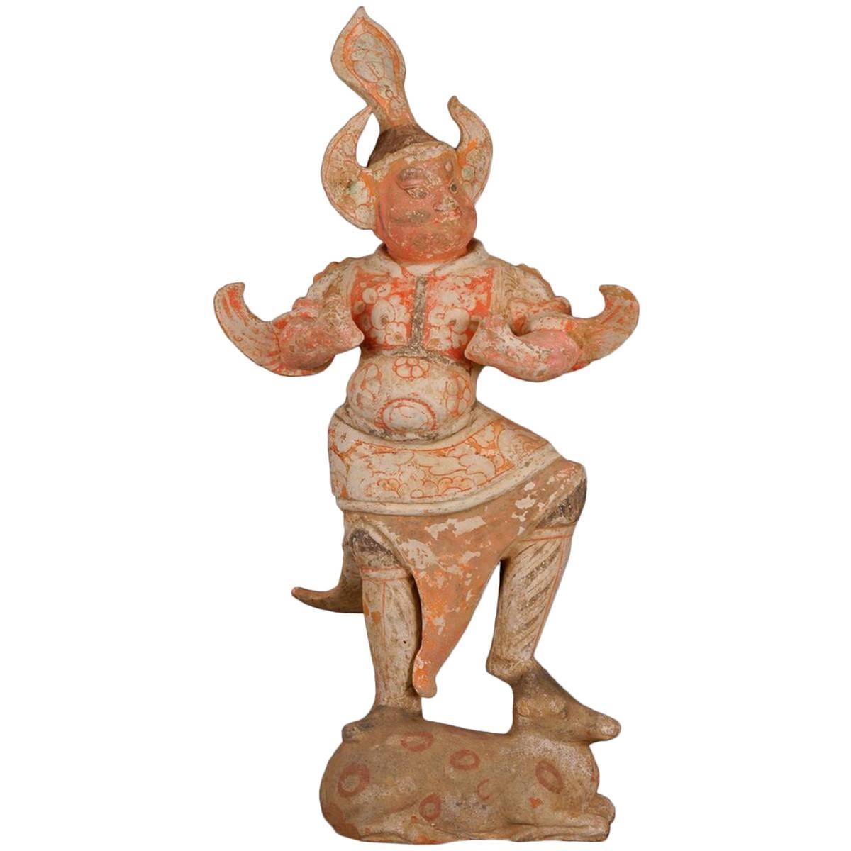Tang Dynasty (Heavenly Guardian) Ceramic Lokapala Sculpture For Sale