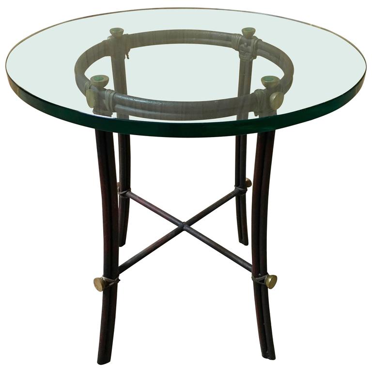 Iron Glass Top Table For Sale at 1stdibs
