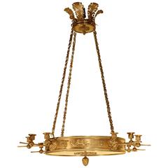 19th Century Bronze Empire Chandelier