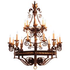 Wrought Iron Twenty-Light Ballroom Chandelier