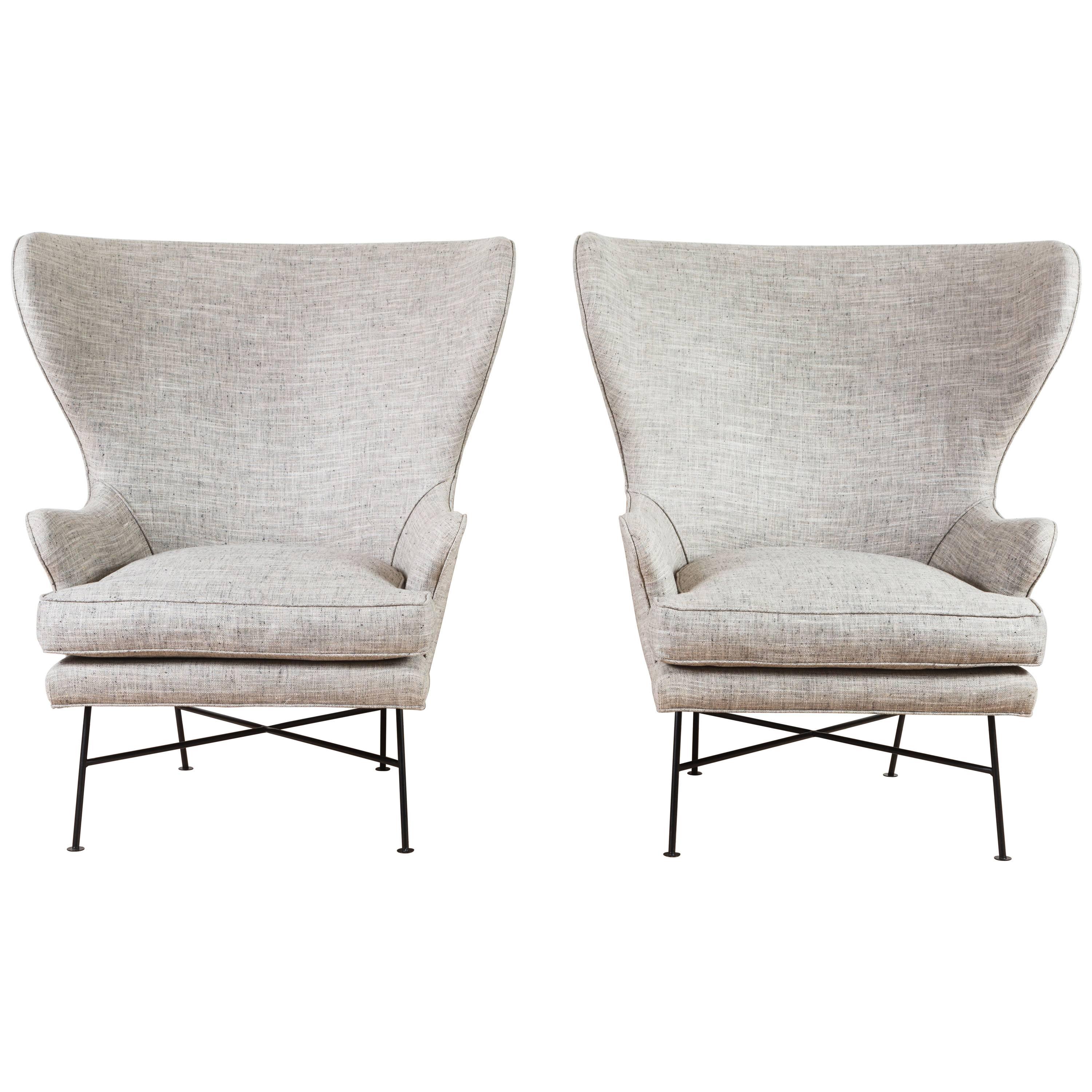 Pair of Modern Highland Wingback Chairs by Lawson-Fenning