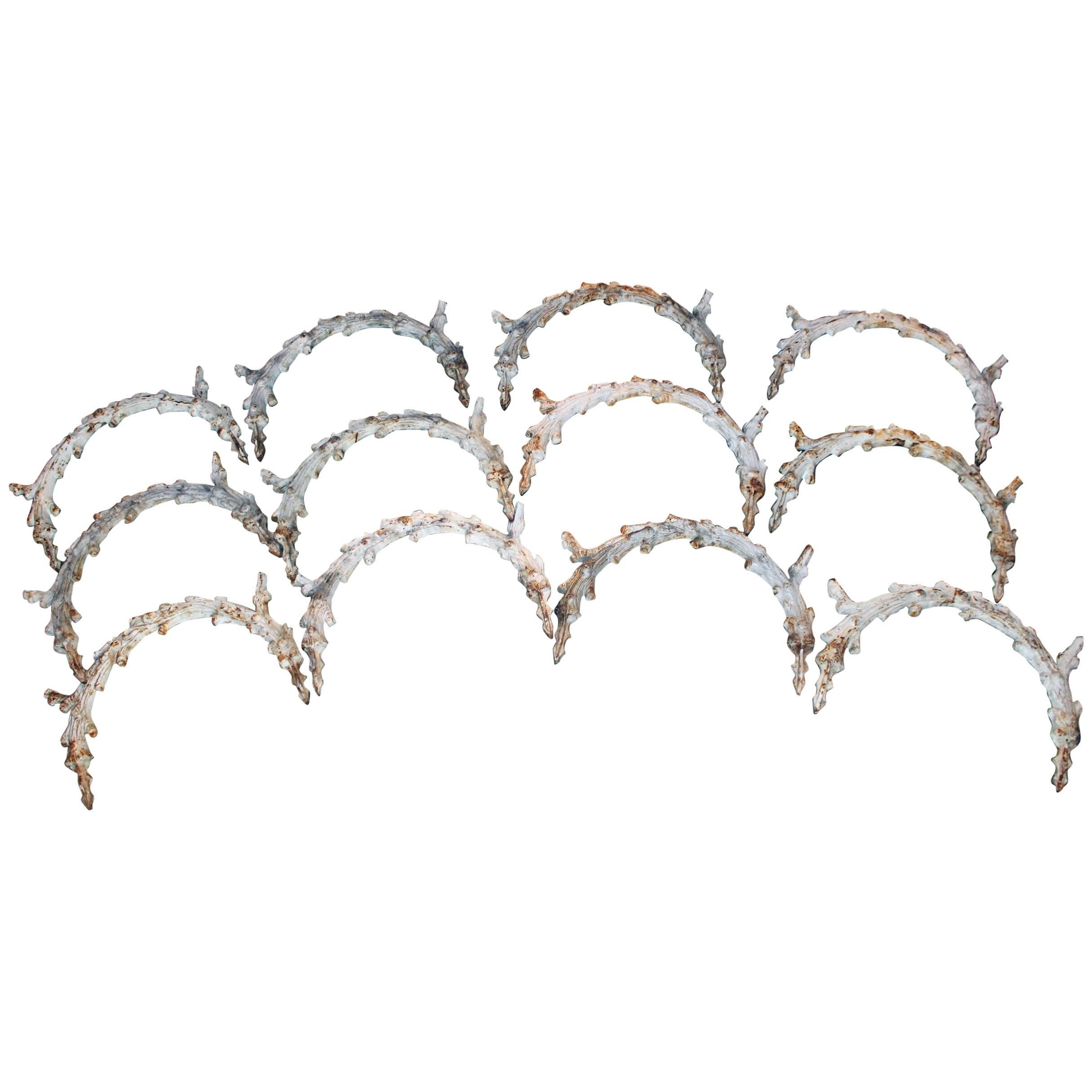 51 Piece Set of 19th Century Faux Bois Iron Garden Edging
