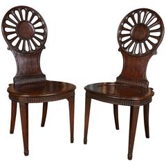 Pair of Mahogany Hall Chairs in George III Style