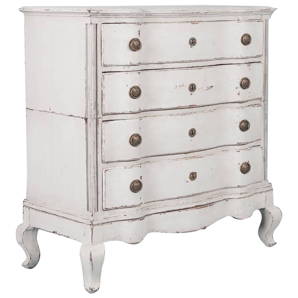 Antique 18th Century Danish Chest of Drawers with Light Gray Paint