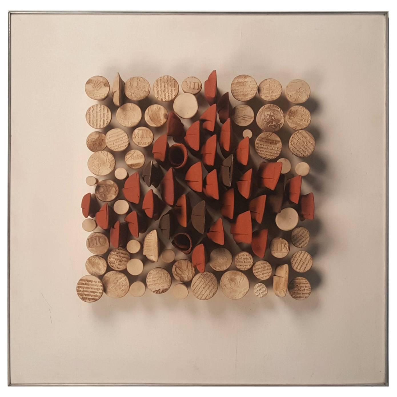 Relique III, Low Relief Abstract Ceramic Wall Sculpture by Will Farrington