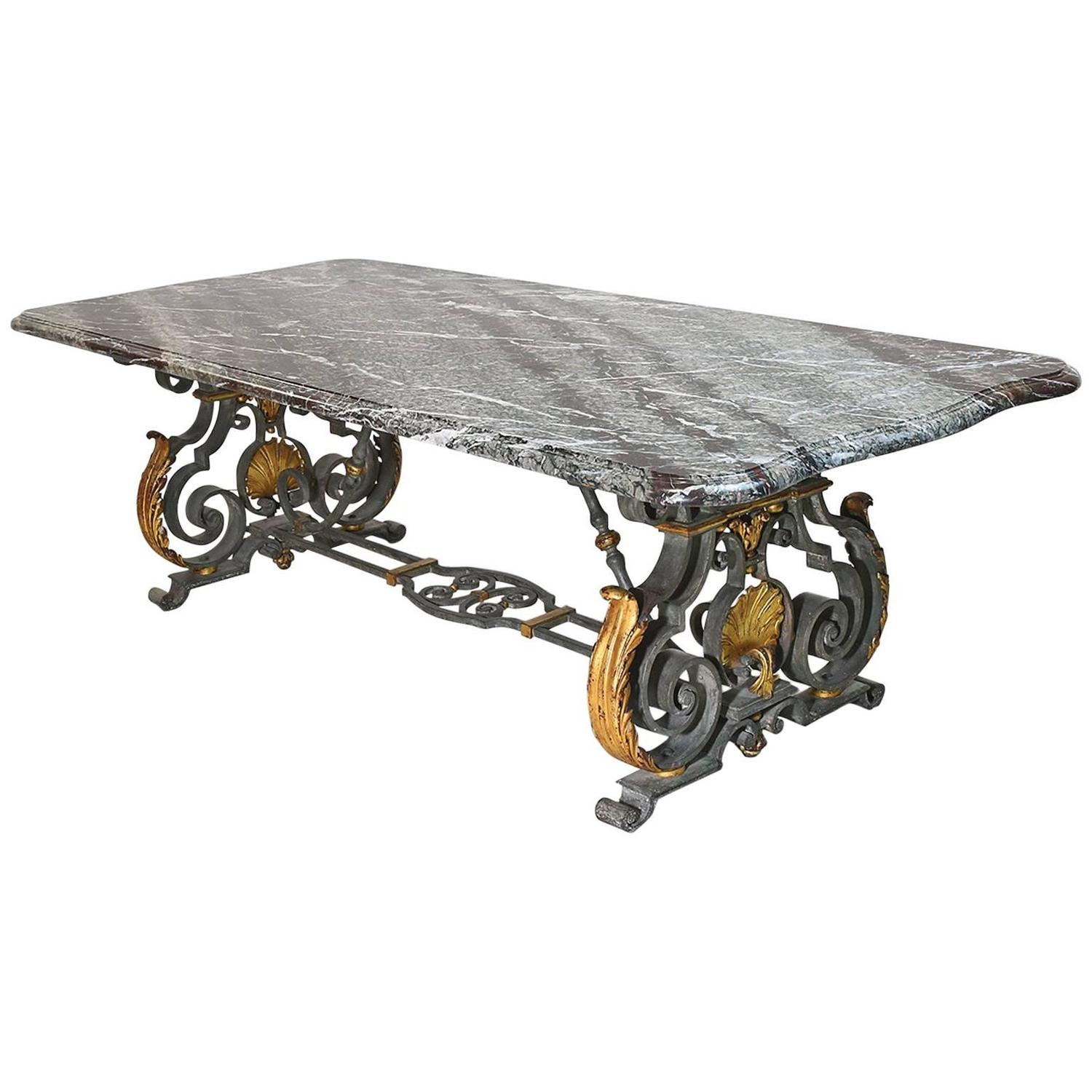 Rococo Dining Room Tables 6 For At 1stdibs 20th Century Italian Rococo Style Marble Top Dining Table With Wrought Iron Base