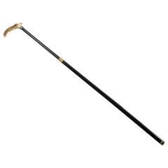 Horn and Ebonized Turned Hardwood Cane 12