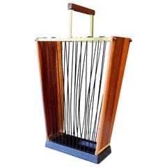 German Brass and Teak Umbrella Stand 11