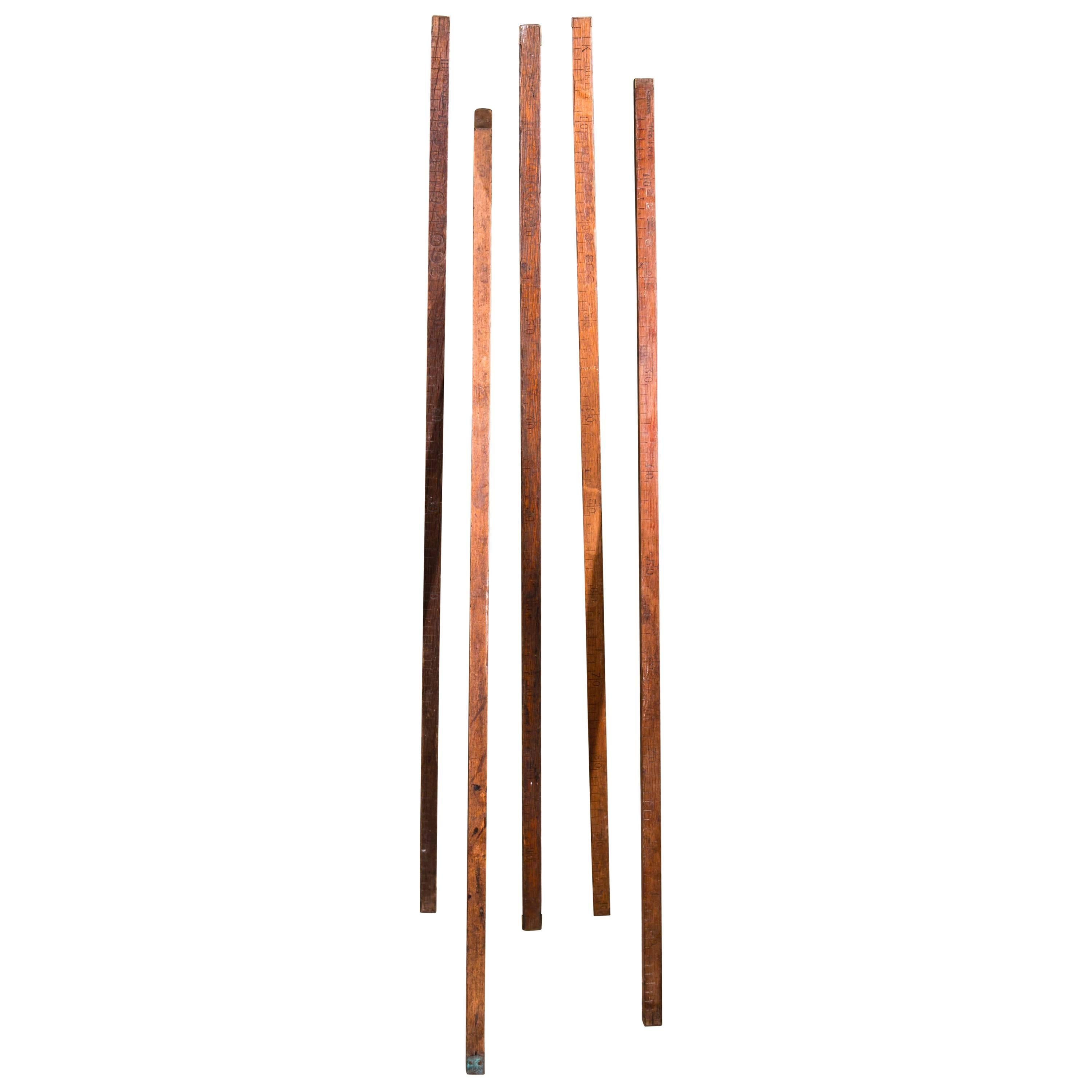 Collection European Wooden Meter Sticks, circa 1900