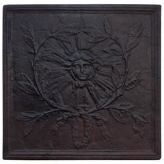 French Cast Iron Figural and Floral Fireback, Louis XIV, Sun King, Circa 1715 8