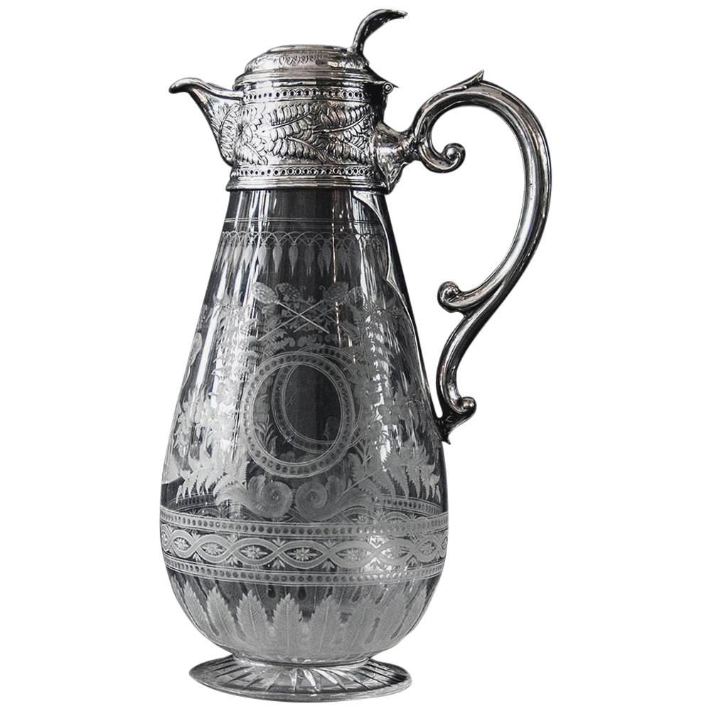 Victorian Silver Mounted Claret Jug For Sale