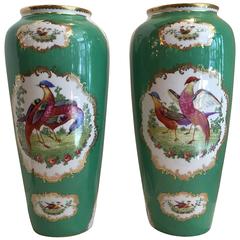 Pair of Austrian Porcelain Large Vases in Chelsea Bird Pattern 3