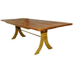 Rustic French Farm Table with Iron Base