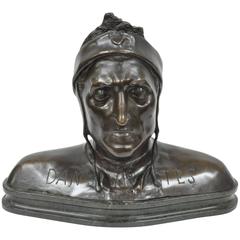 Cast Bronze Dante Alighieri Grand Tour Bust Sculpture Statue on Marble 3
