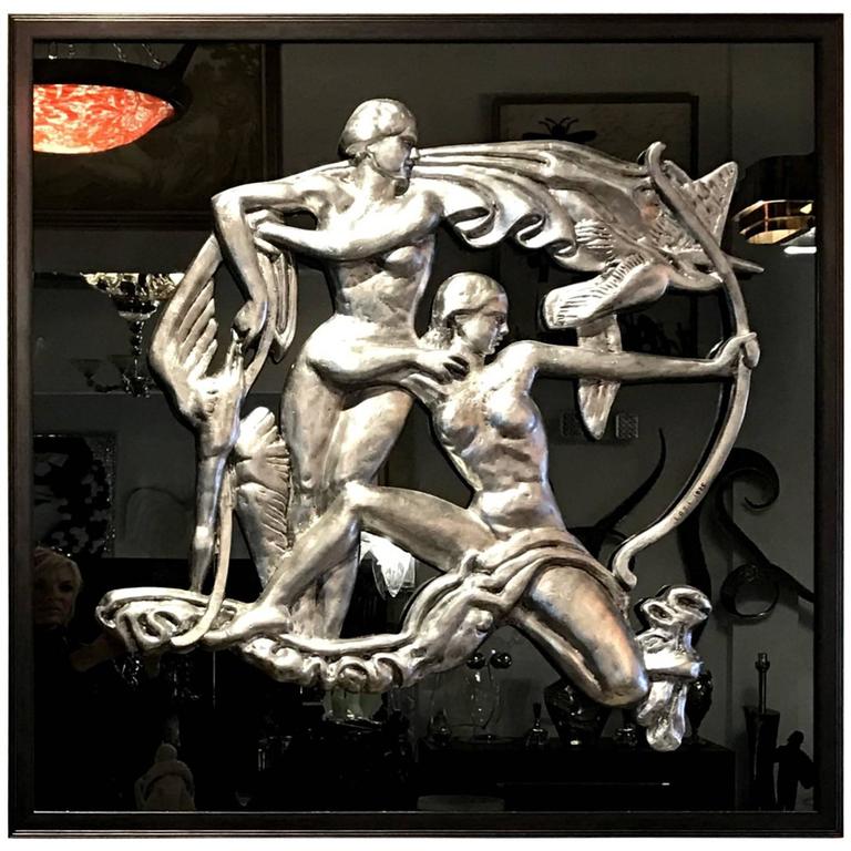 Art Deco Wall Relief with Silver Leaf at 1stDibs