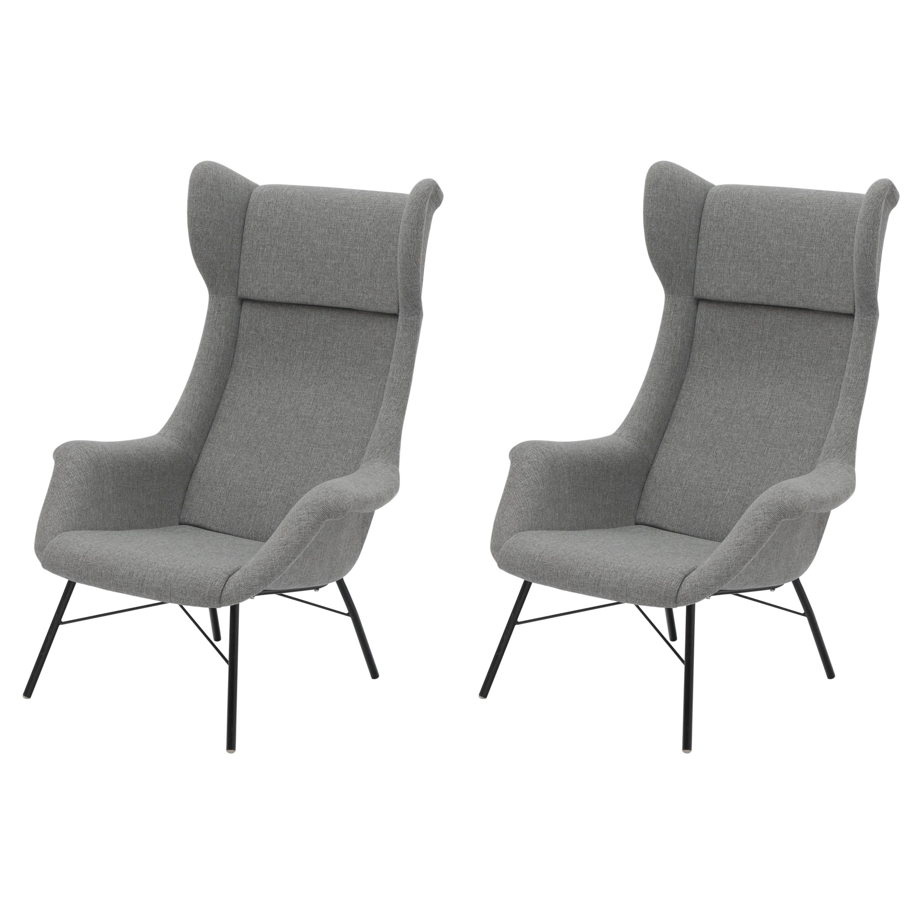 Pair of Wingback Chairs by Miroslav Navratil, Czechoslovakia, 1960 For Sale
