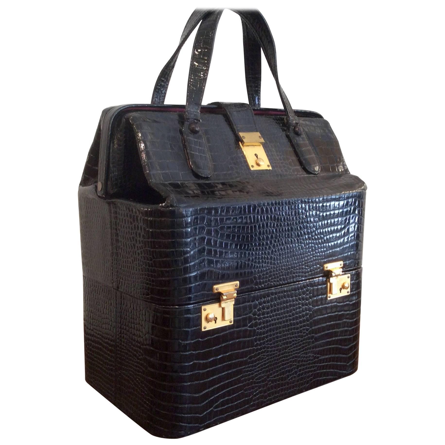 Crocodile Travel Case by Asprey of London For Sale