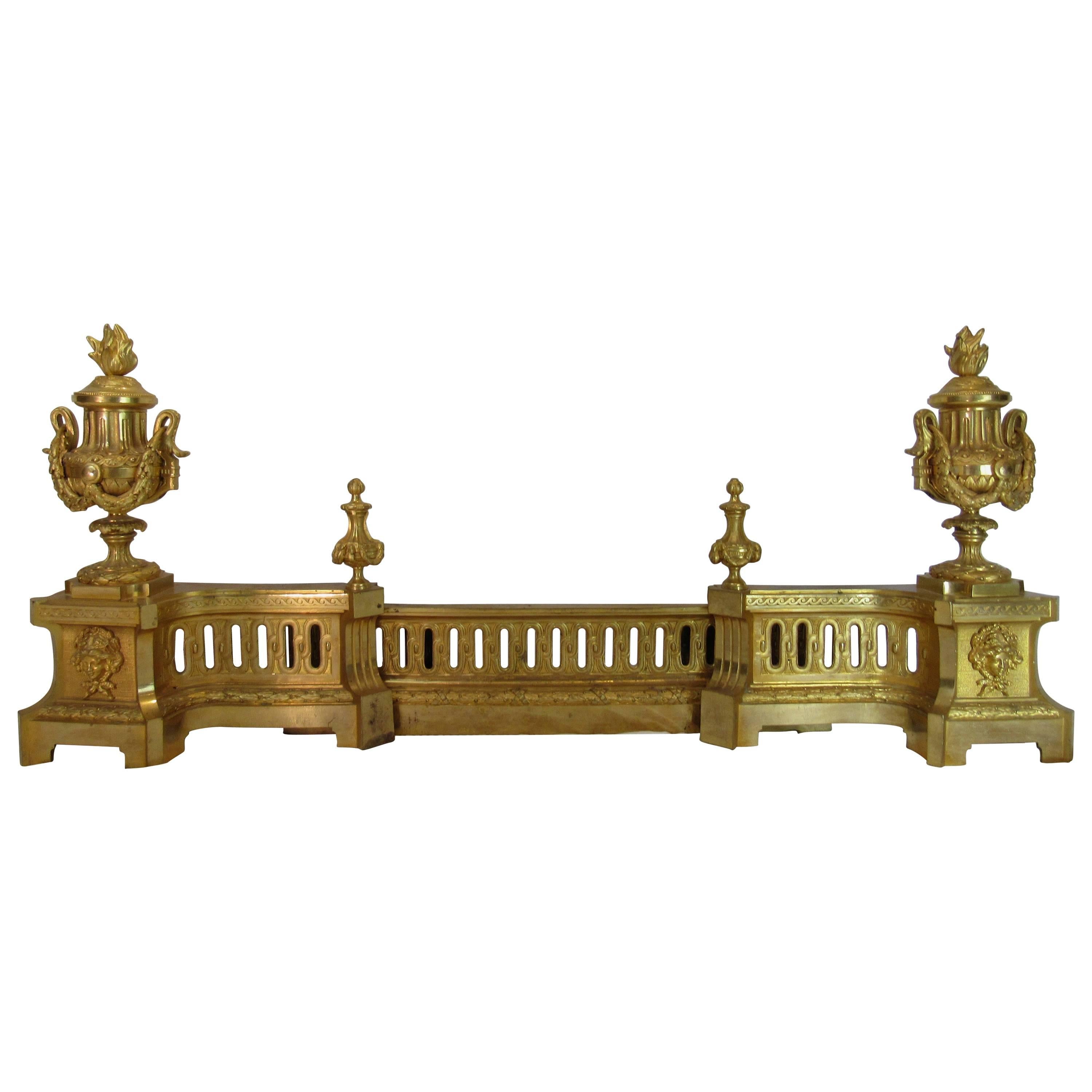 European 19th Century Gilded Fireplace Fender For Sale