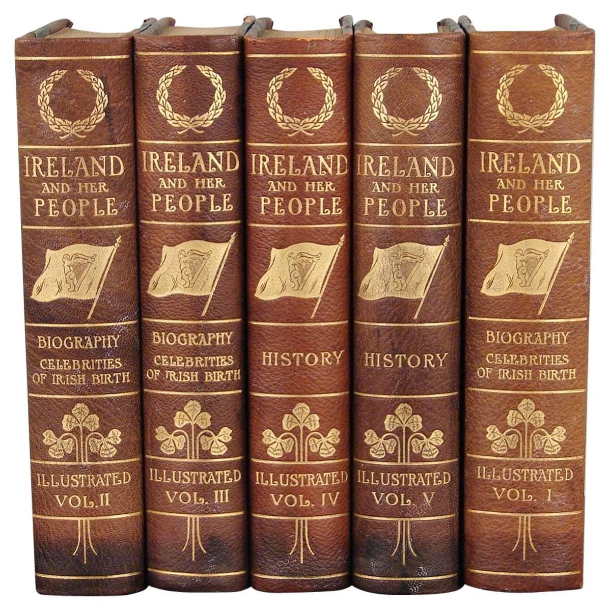 Ireland and Her People Five Volumes by Thomas Fitzgerald Leather-Bound
