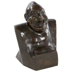Bronze Statue "The Laughing Buddha" by Enrico Caruso