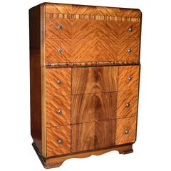 Retro 1930s Large Art Deco Chest of Five Drawers