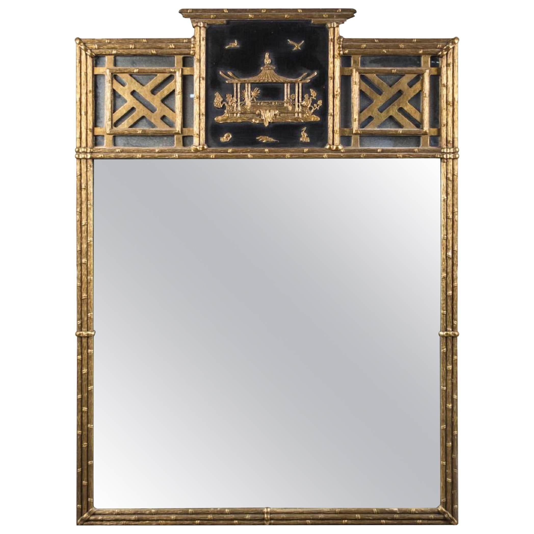 Chinoiserie Gilt and Lacquered Mirror