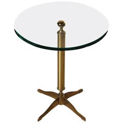 Coffee Table Brass Basement Glass Top Vintage Manufactured in Italy, 1950s 1