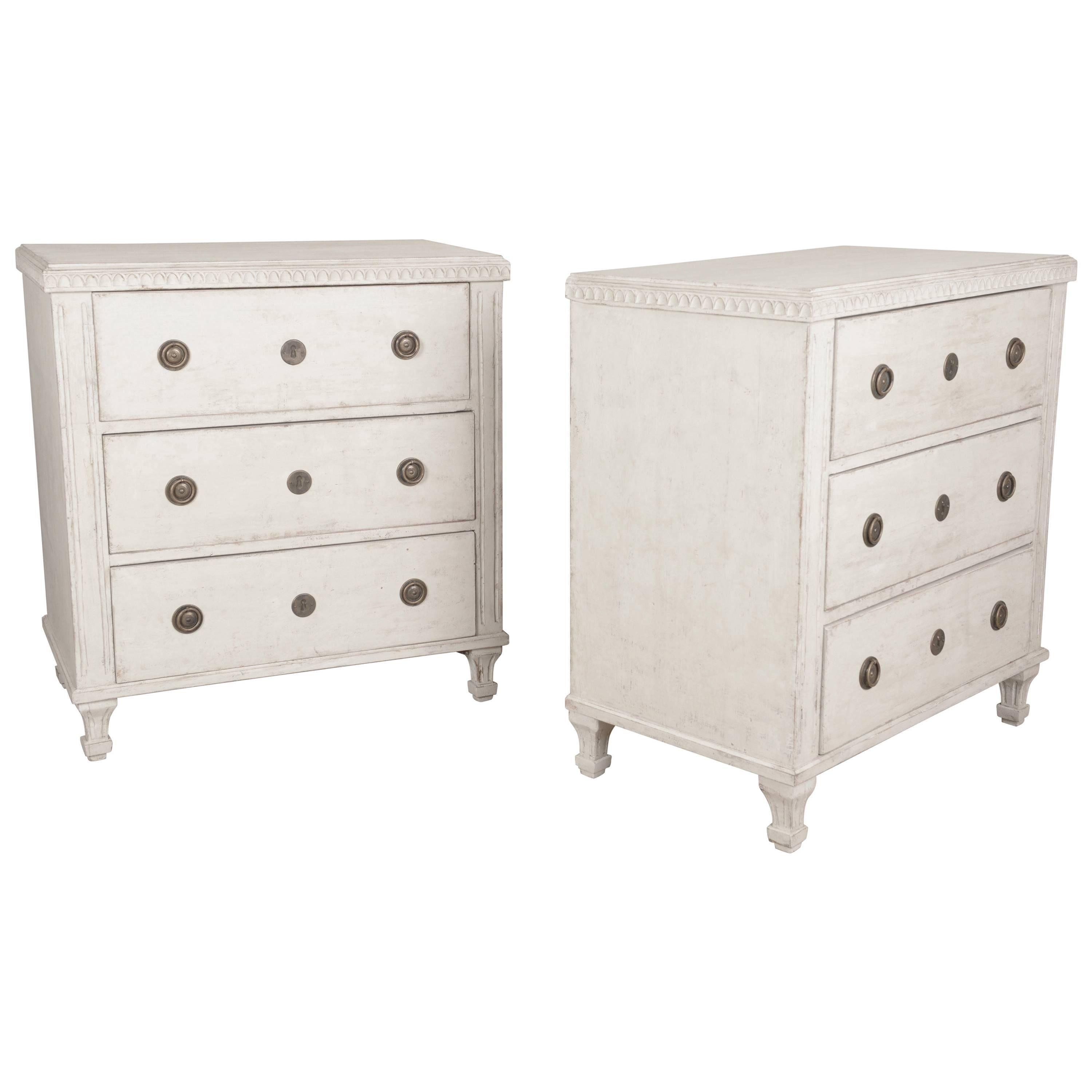 Pair of Smaller Gustavian Style 19th Century Chests of Drawers