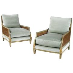 Pair of Large 1930s Cane Bergere Armchairs