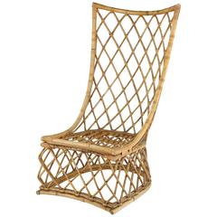 Large 'En Gondole' Rattan Chair in the Riveria Style