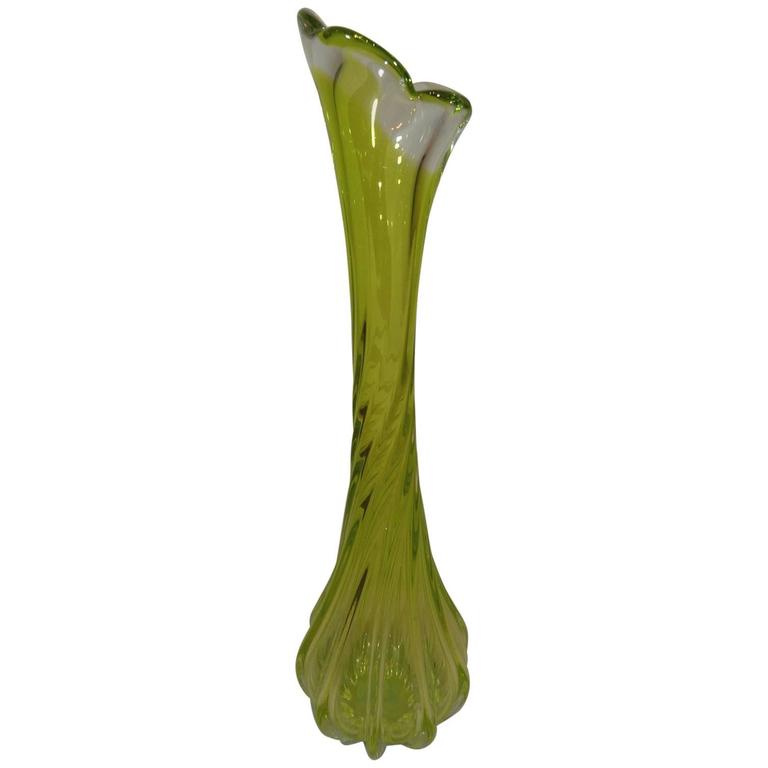 Vintage Italian Green Murano Gl Floor Vase
