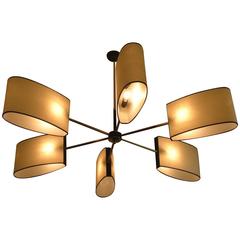 1950s Circular Six Lights Chandelier by Maison Arlus