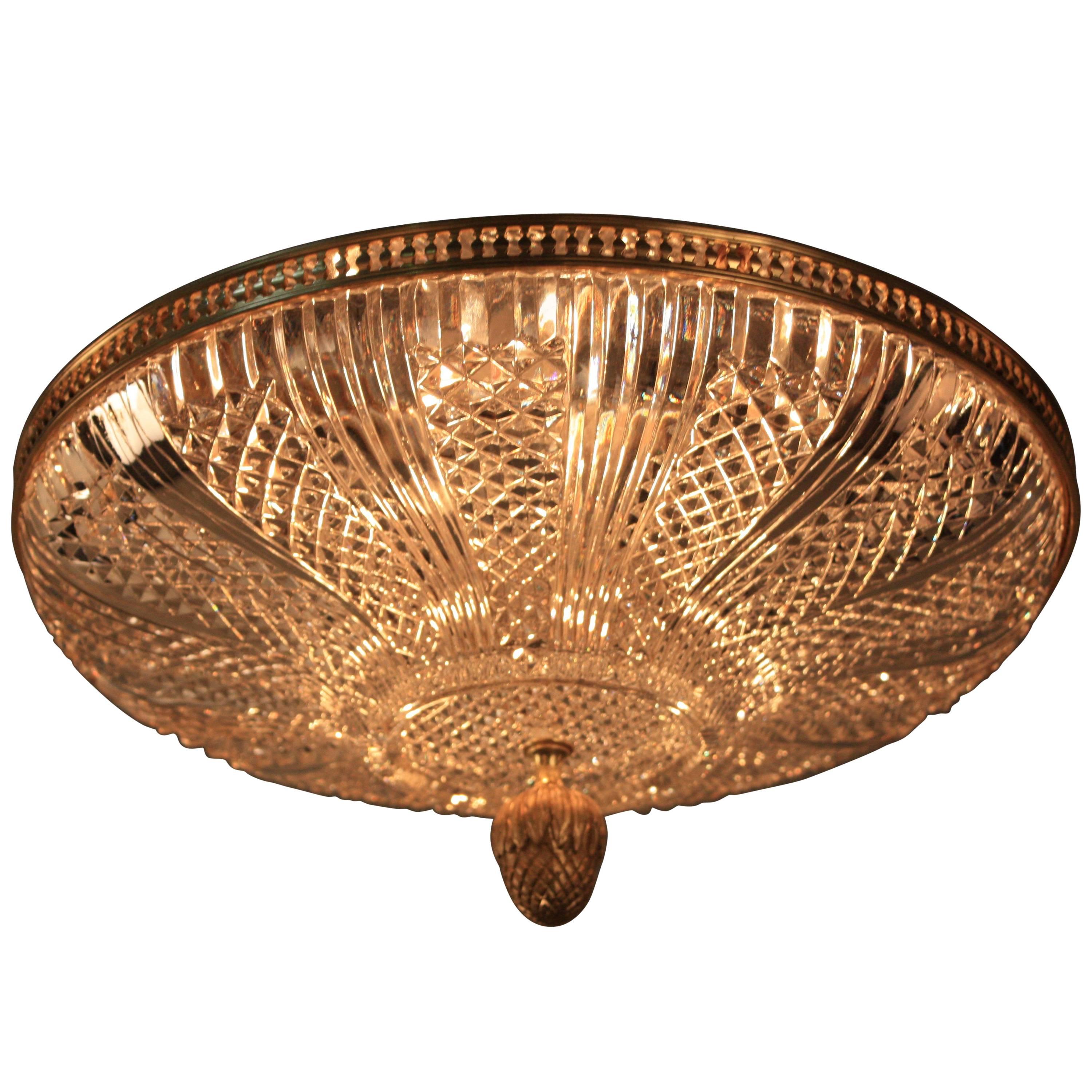 Cut Crystal Flush Mount Light Fixture