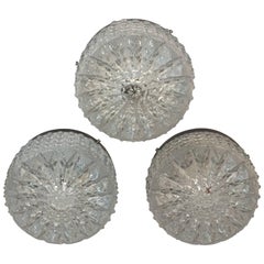 Three Ice Crystal Pattern Limburg Style Flush Mount