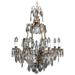 French Bronze and Crystal Nine-Light Chandelier 8