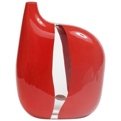 Retro Asymmetric Glass Vase by Sergio Asti