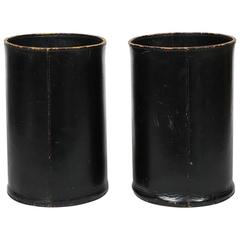 Rare Vintage Leather Wastebaskets by Carl Auböck