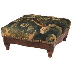 Mid-19th Century French Louis Philippe Walnut Footstool with Aubusson Tapestry