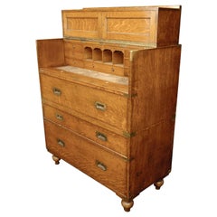 Oak Secretaire Campaign Chest by Army and Navy c1910