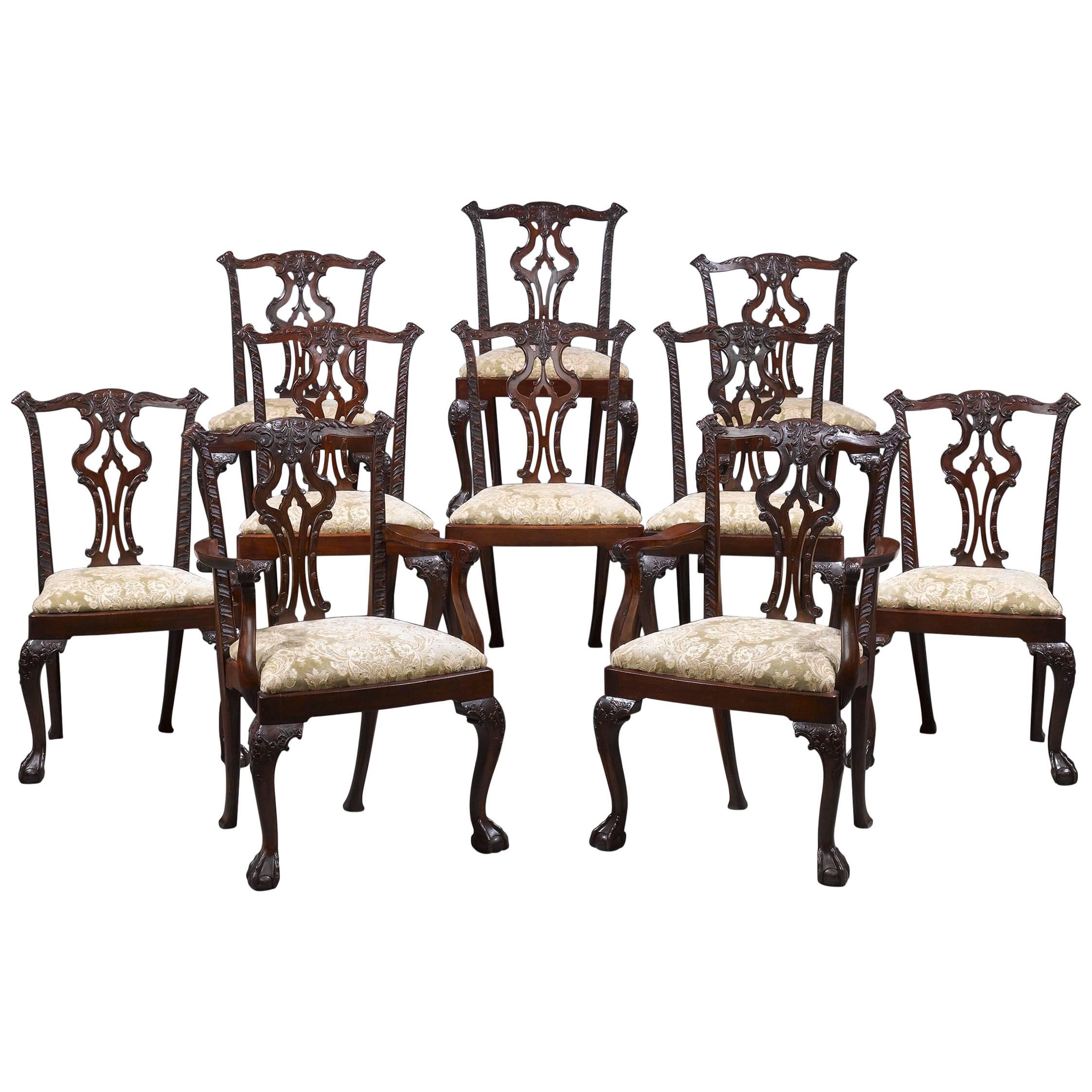 Chippendale Style Dining Chairs Set For Sale