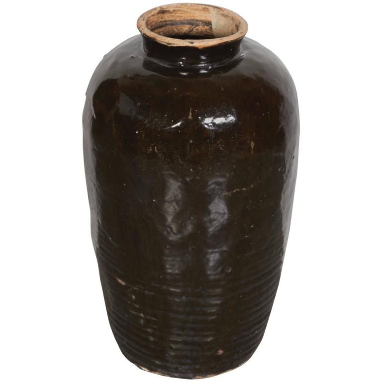 Large Antique Chinese Ceramic Wine Jar For Sale at 1stdibs