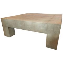 Palatial Karl Springer Style Linen Wrapped Coffee Table