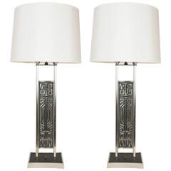 Pair of Tall Brutalist Style Table Lamps, USA, circa 1960