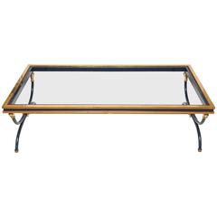 French Maison Jansen Style Coffee Table with Brass 8