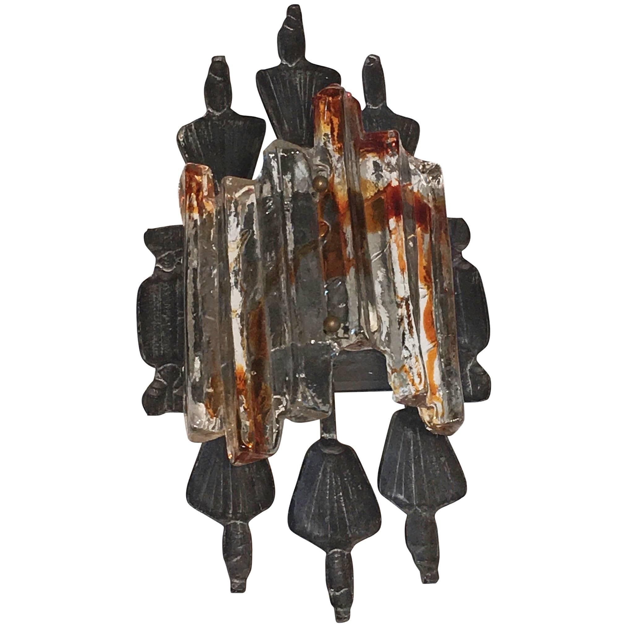 Tom Ahlstrom and Hans Ehrich Brutalist Mid-Century Wall Sconce For Sale