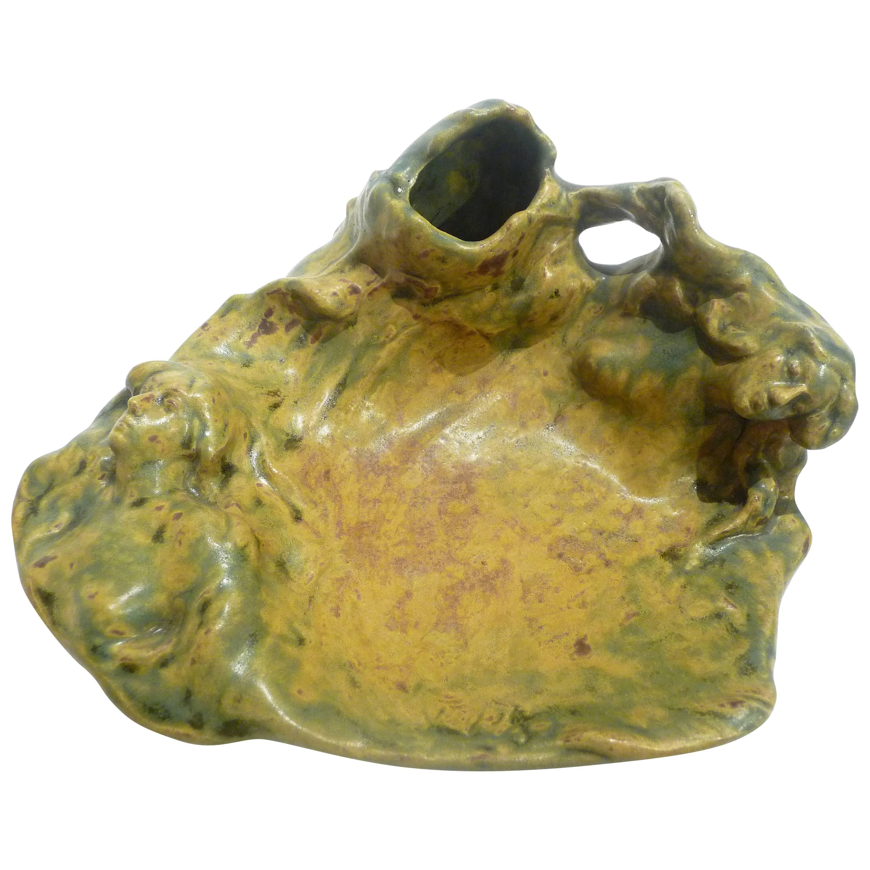 Joseph and Pierre Mougin, Alfred Finot, an Art Nouveau Grès Inkwell, Signed For Sale
