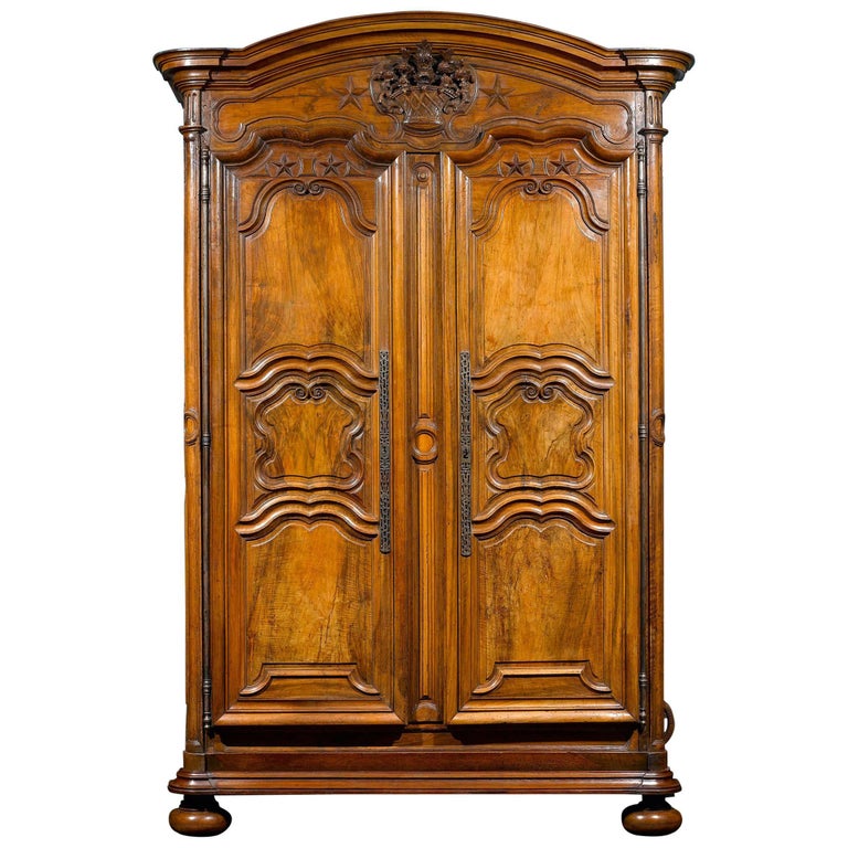 French Provincial Walnut Armoire For Sale at 1stDibs
