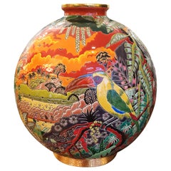 Toucan Vase Emaux de Longwy Limited Edition