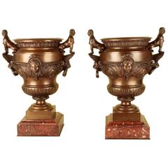 Pair of 19th Century Napoleon III Bronze Urns 3