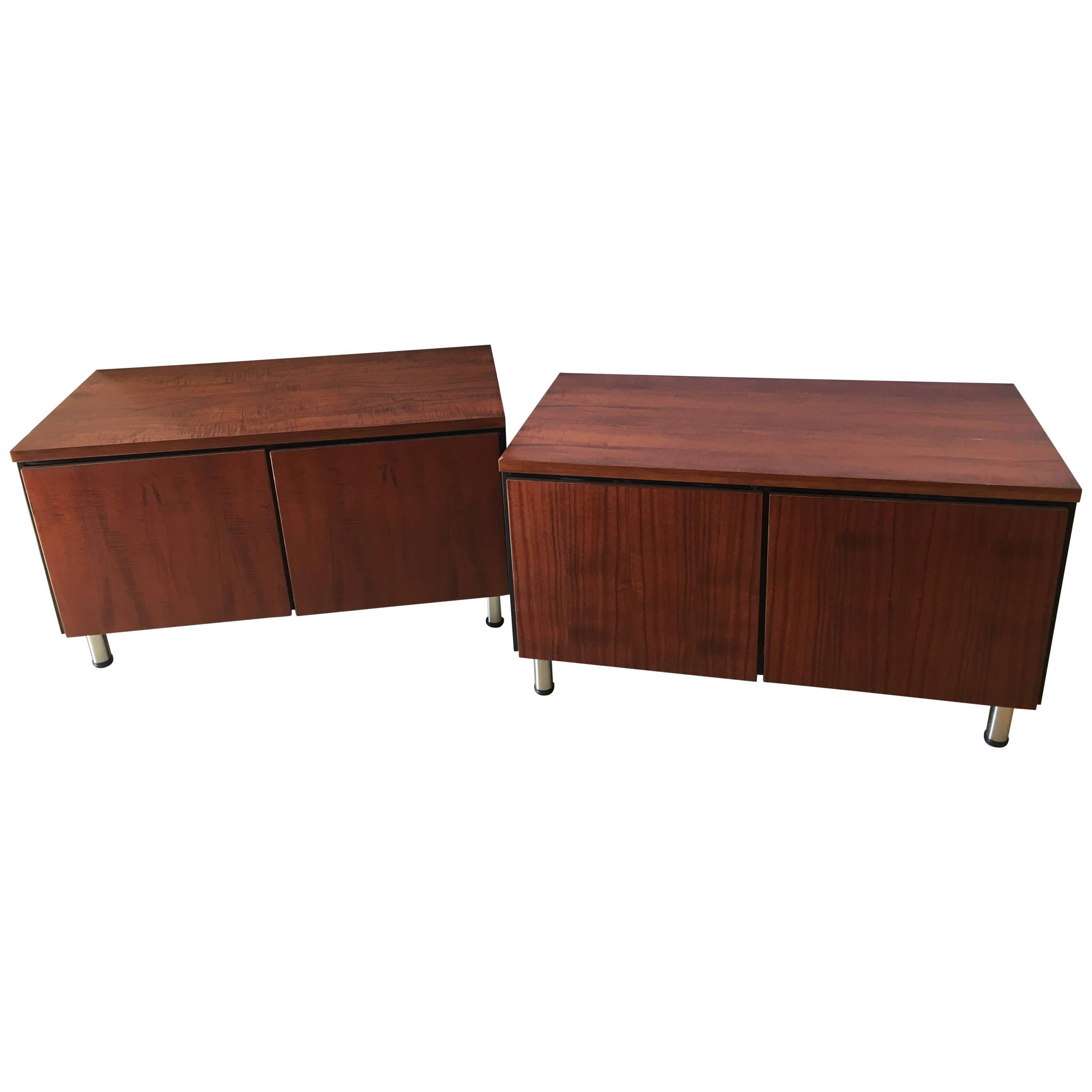 Pair of Mid-Century Modern Rosewood with Chrome Feet Chests